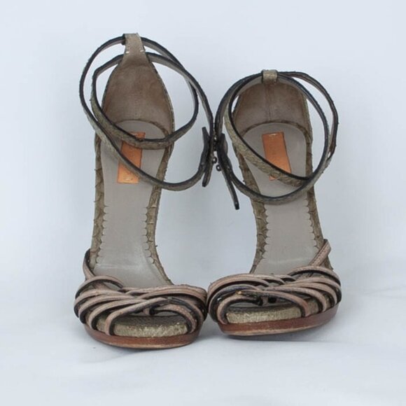 Reed Krakoff Snakeskin Leather Sandal Heels Size 37 - Picture 2 of 11